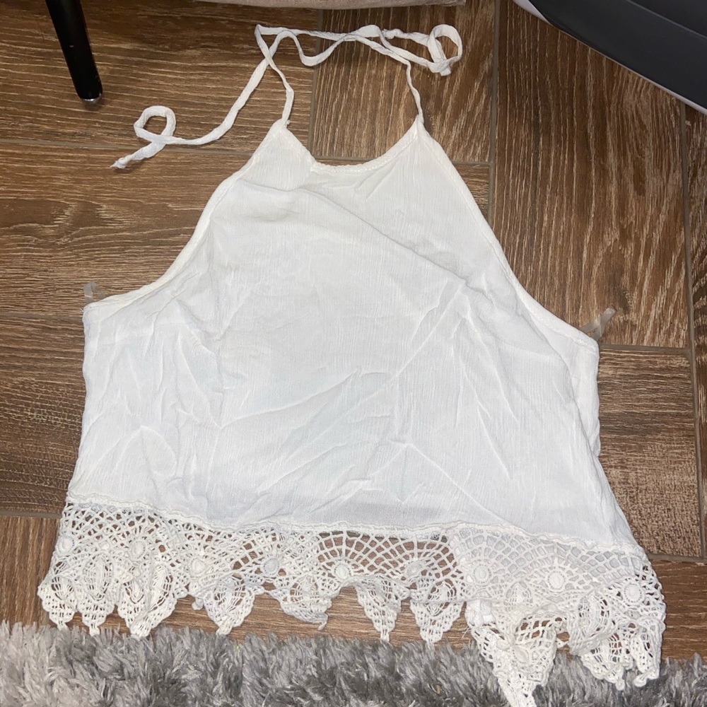 Charlotte Russe white neck tie top